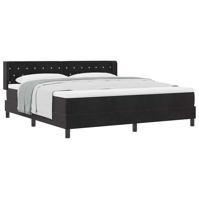 Pat cu arcuri cu headboard Manual Negru 200 x 180 cm Catifea WALTI