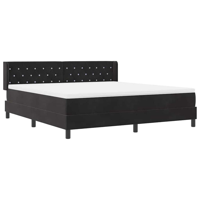Pat cu arcuri cu headboard Manual Negru 200 x 180 cm Catifea WALTI