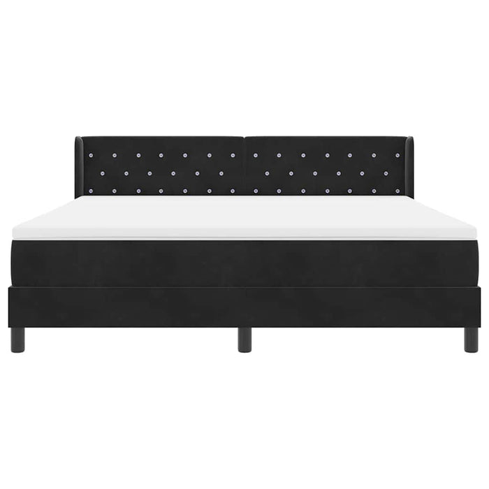 Pat cu arcuri cu headboard Manual Negru 200 x 180 cm Catifea WALTI