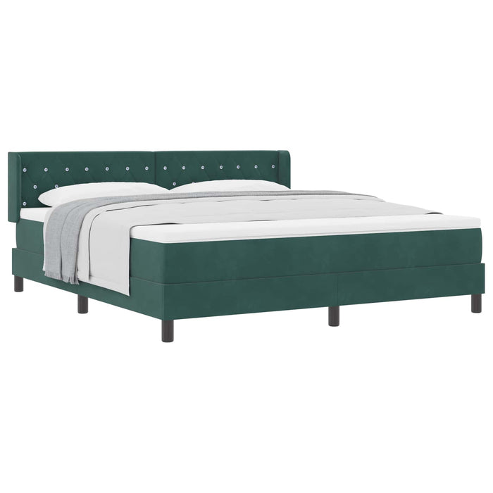 Pat cu arcuri cu headboard Verde închis 200 x 180 cm Catifea WALTI