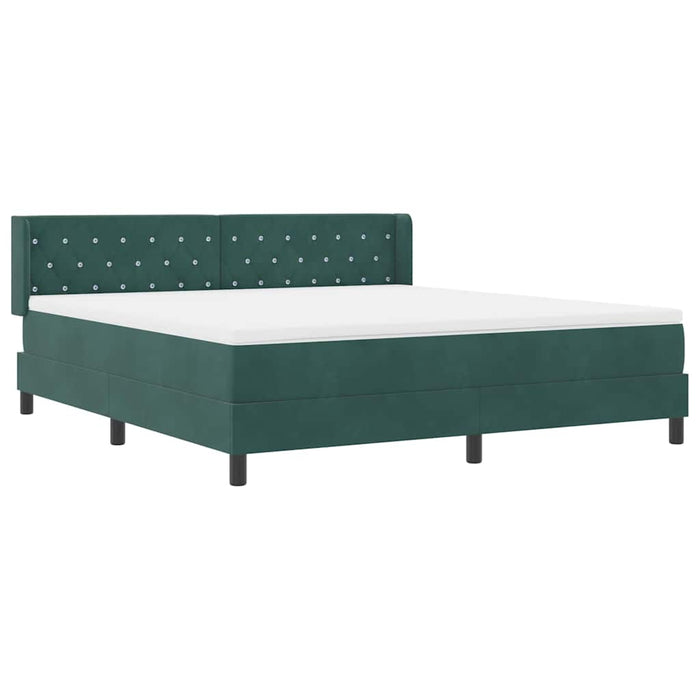 Pat cu arcuri cu headboard Verde închis 200 x 180 cm Catifea WALTI