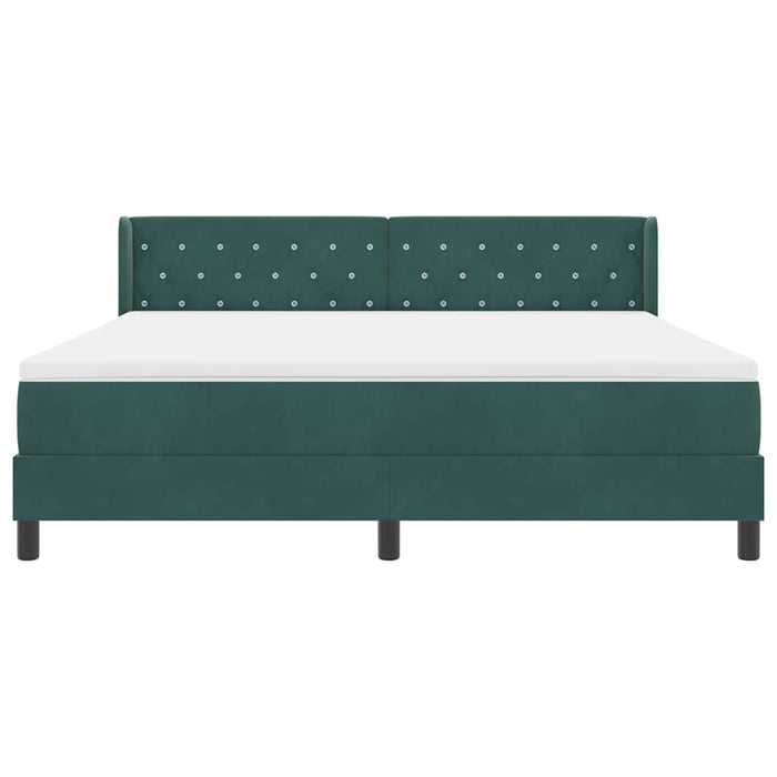 Pat cu arcuri cu headboard Verde închis 200 x 180 cm Catifea WALTI