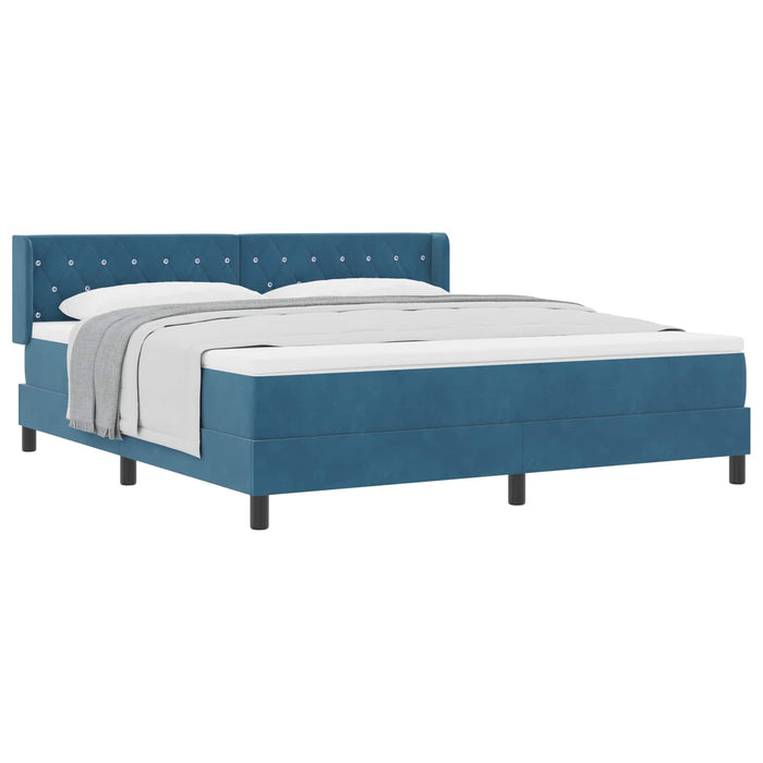 Pat cu arcuri cu headboard Albastru închis 200 x 180 cm Catifea WALTI