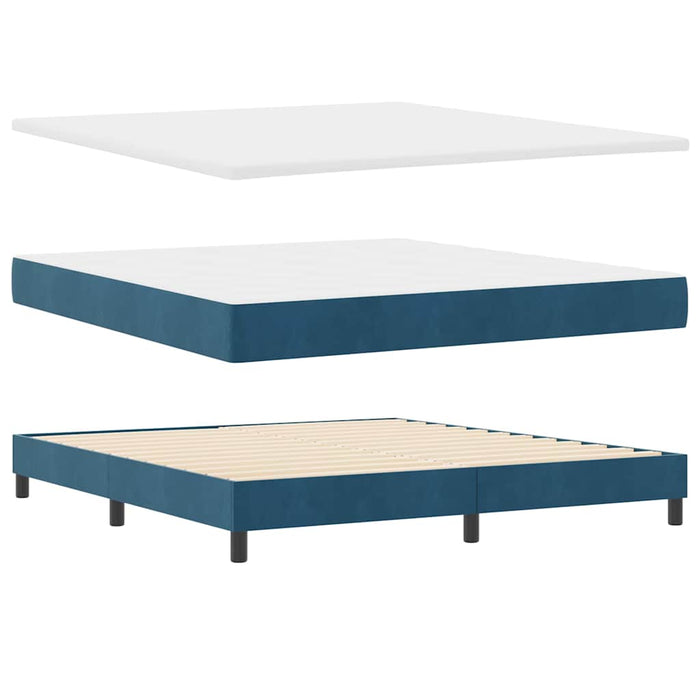 Pat cu arcuri cu headboard Albastru închis 200 x 180 cm Catifea WALTI