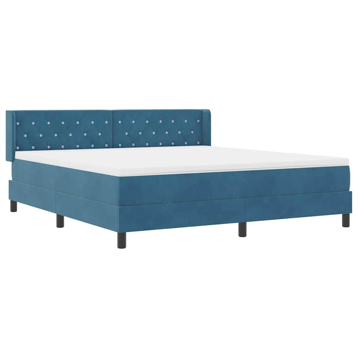 Pat cu arcuri cu headboard Albastru închis 200 x 180 cm Catifea WALTI