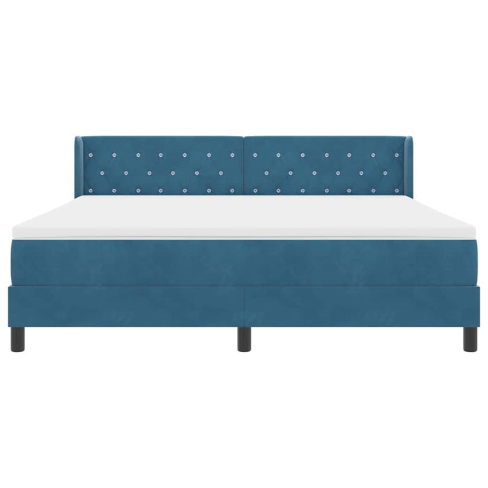 Pat cu arcuri cu headboard Albastru închis 200 x 180 cm Catifea WALTI