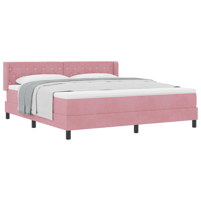 Pat cu arcuri cu headboard Manual Roz 200 x 180 cm Catifea WALTI
