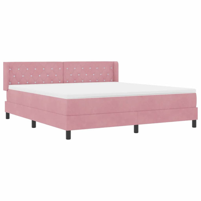 Pat cu arcuri cu headboard Manual Roz 200 x 180 cm Catifea WALTI