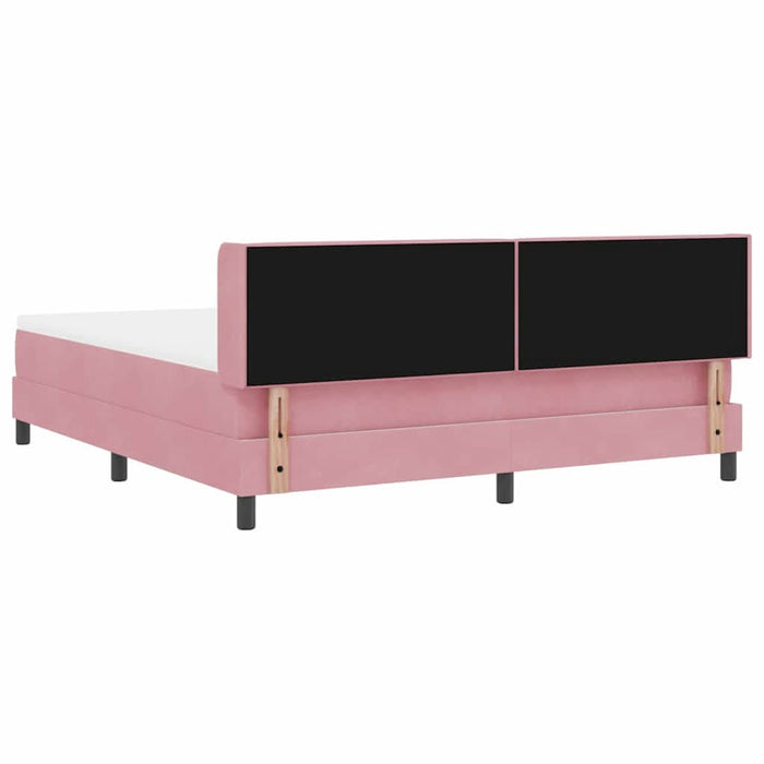 Pat cu arcuri cu headboard Manual Roz 200 x 180 cm Catifea WALTI