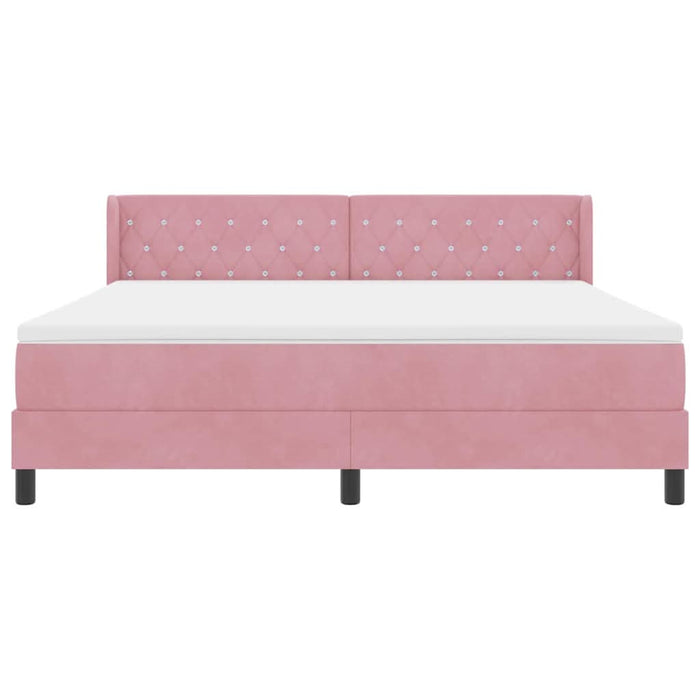 Pat cu arcuri cu headboard Manual Roz 200 x 180 cm Catifea WALTI