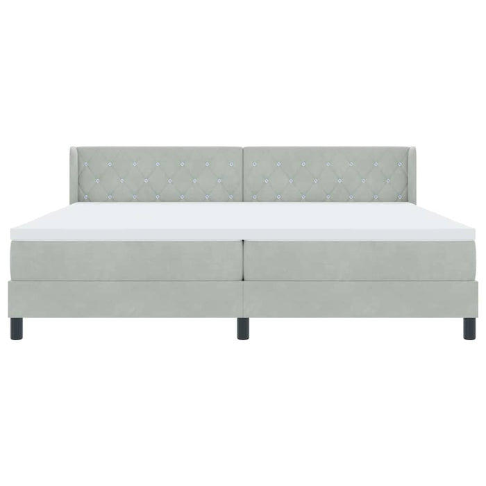 Pat cu Saltea cu Arcuri Negru 100x200 cm Catifea Gri deschis - WALTI WALTI