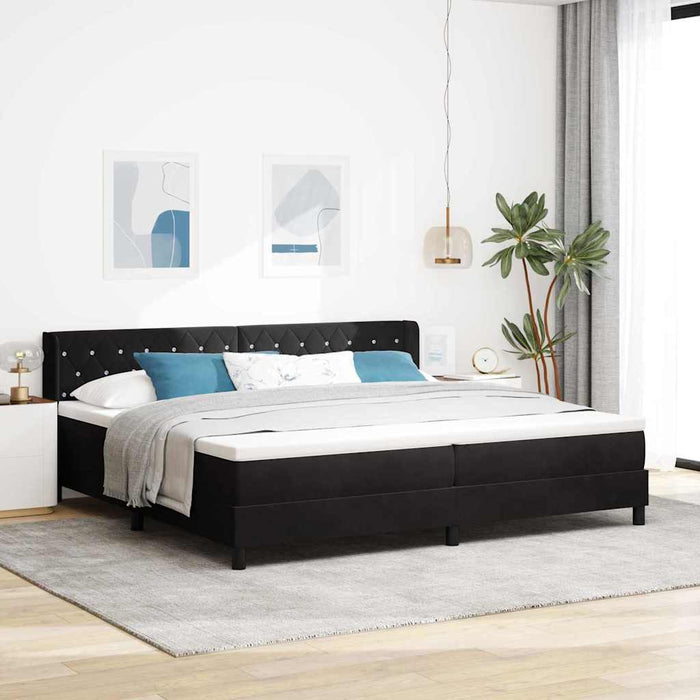 Pat cu arcuri cu headboard Manual Negru 200 x 200 cm Catifea - WALTI WALTI