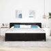 Pat cu arcuri cu headboard Manual Negru 200 x 200 cm Catifea - WALTI WALTI