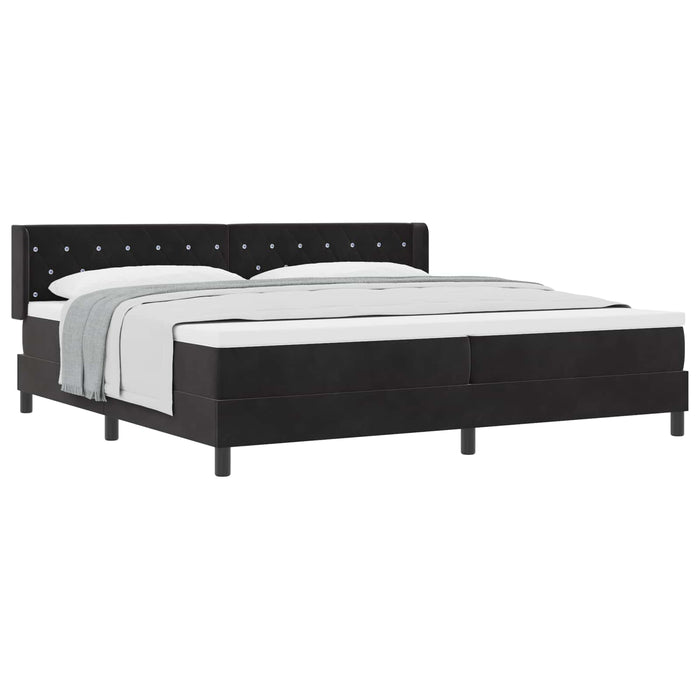 Pat cu arcuri cu headboard Manual Negru 200 x 200 cm Catifea - WALTI WALTI