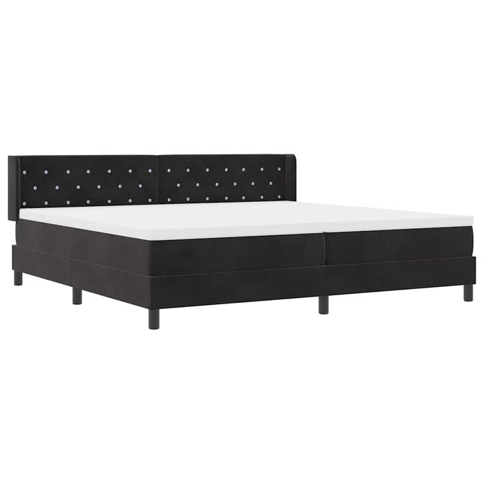 Pat cu arcuri cu headboard Manual Negru 200 x 200 cm Catifea - WALTI WALTI
