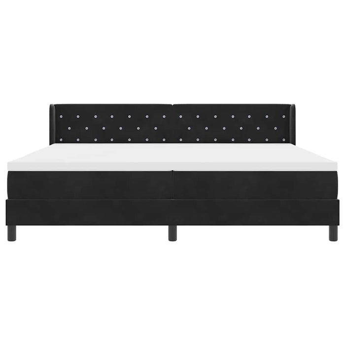 Pat cu arcuri cu headboard Manual Negru 200 x 200 cm Catifea - WALTI WALTI