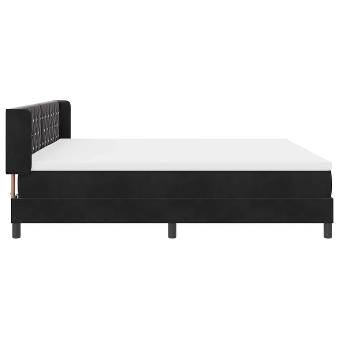 Pat cu arcuri cu headboard Manual Negru 200 x 200 cm Catifea - WALTI WALTI