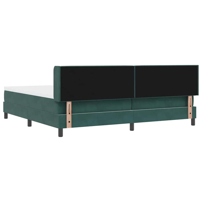Pat cu Saltea cu Arcuri Negru 100x200 cm Catifea Verde închis - WALTI WALTI