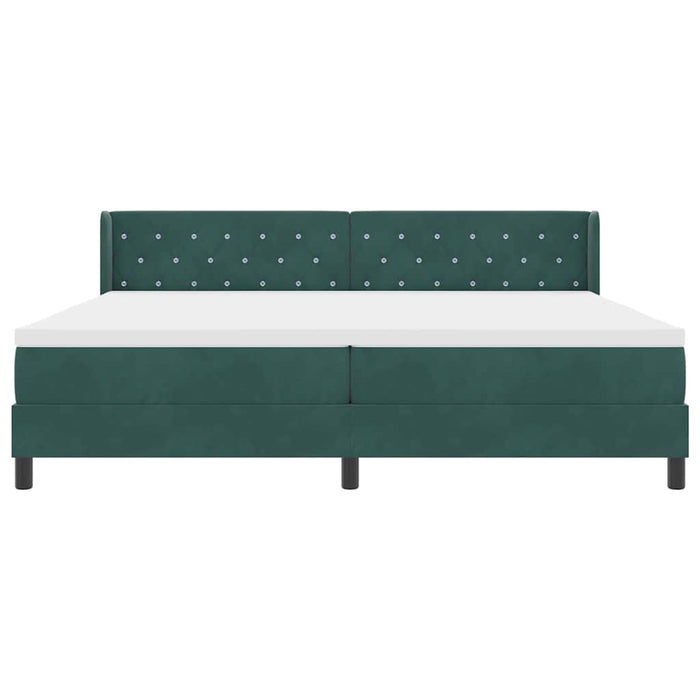 Pat cu Saltea cu Arcuri Negru 100x200 cm Catifea Verde închis - WALTI WALTI