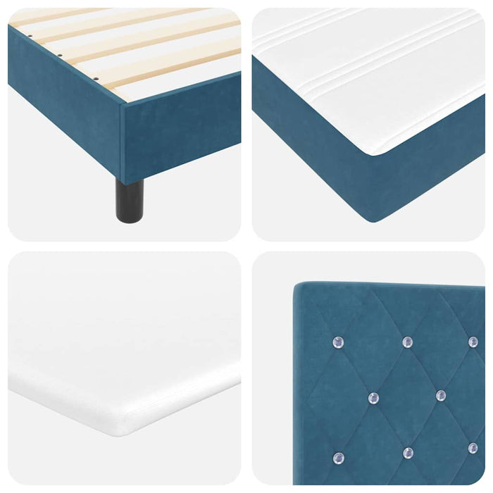 Pat cu arcuri cu headboard Albastru închis 200 x 200 cm Catifea WALTI