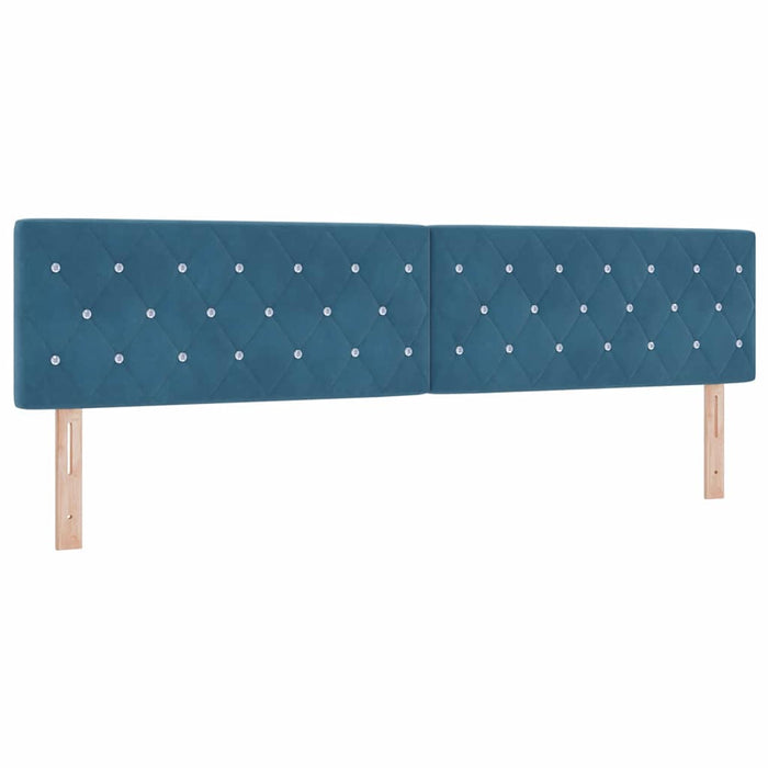 Pat cu arcuri cu headboard Albastru închis 200 x 200 cm Catifea WALTI