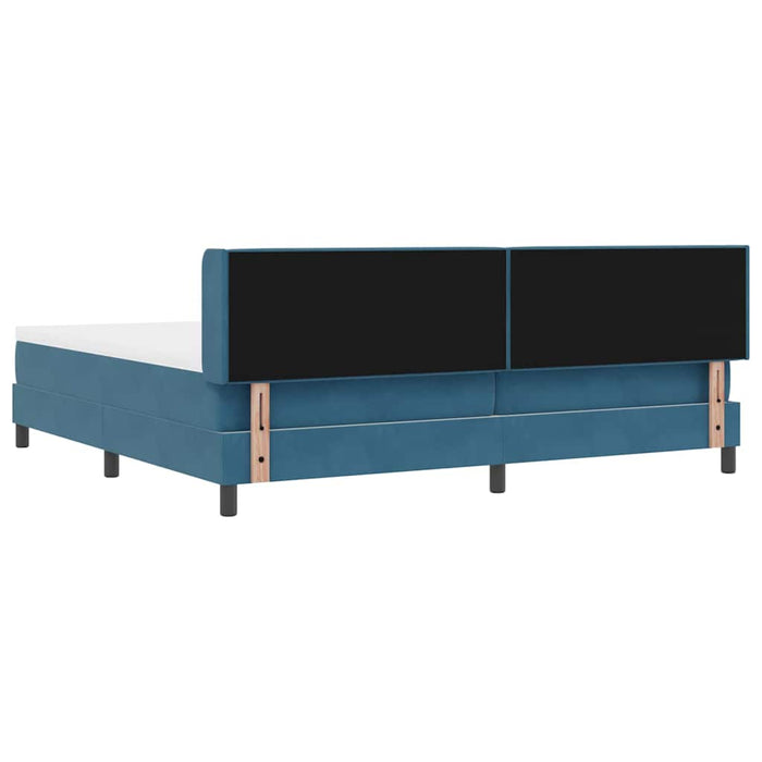 Pat cu arcuri cu headboard Albastru închis 200 x 200 cm Catifea WALTI