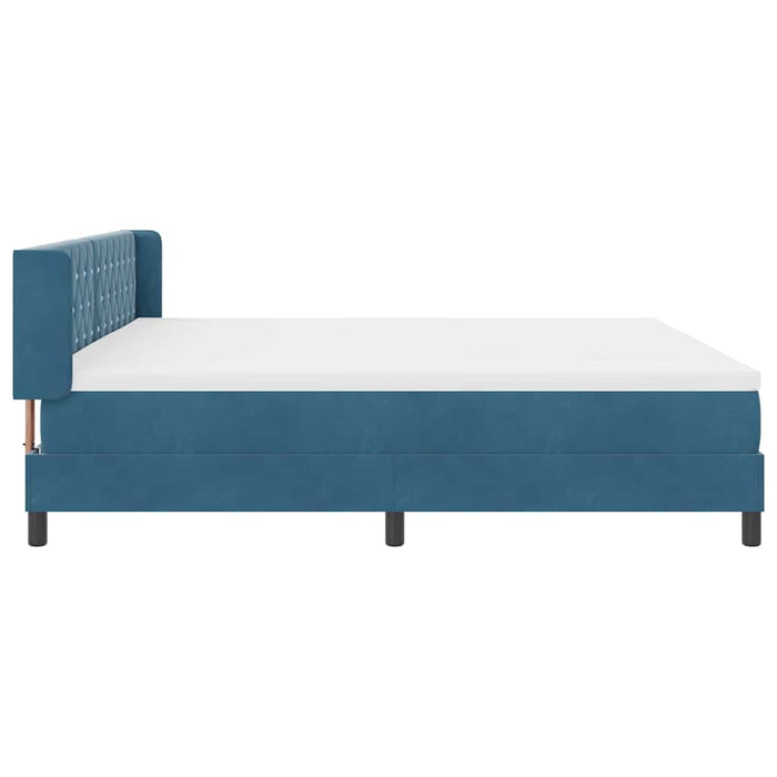Pat cu arcuri cu headboard Albastru închis 200 x 200 cm Catifea WALTI