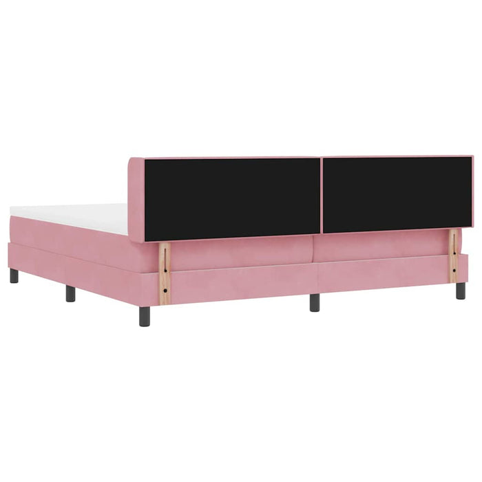 Pat cu arcuri cu headboard Manual Roz 200 x 200 cm Catifea WALTI