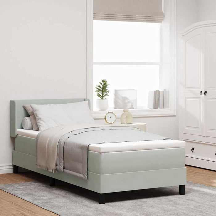Pat cu arcuri cu headboard Gri deschis 200 x 80 cm Catifea WALTI