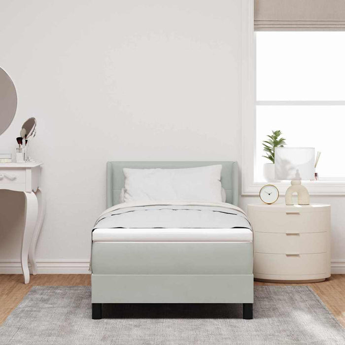 Pat cu arcuri cu headboard Gri deschis 200 x 80 cm Catifea WALTI