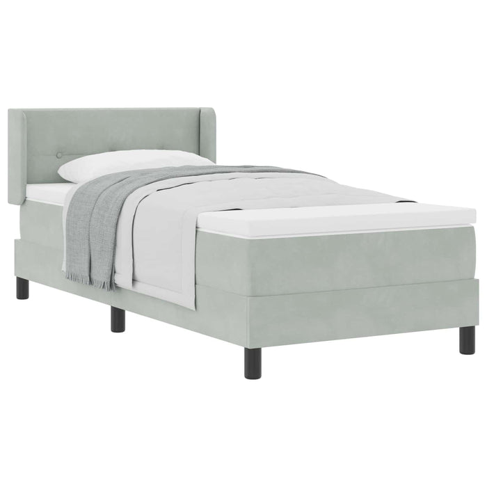 Pat cu arcuri cu headboard Gri deschis 200 x 80 cm Catifea WALTI