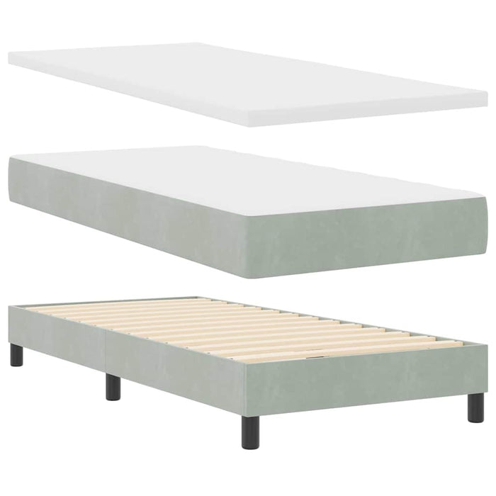 Pat cu arcuri cu headboard Gri deschis 200 x 80 cm Catifea WALTI