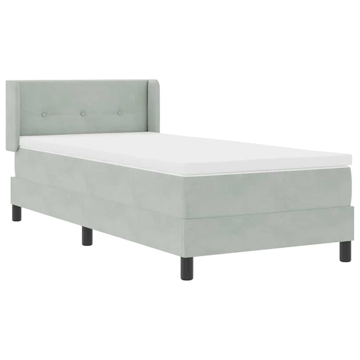 Pat cu arcuri cu headboard Gri deschis 200 x 80 cm Catifea WALTI