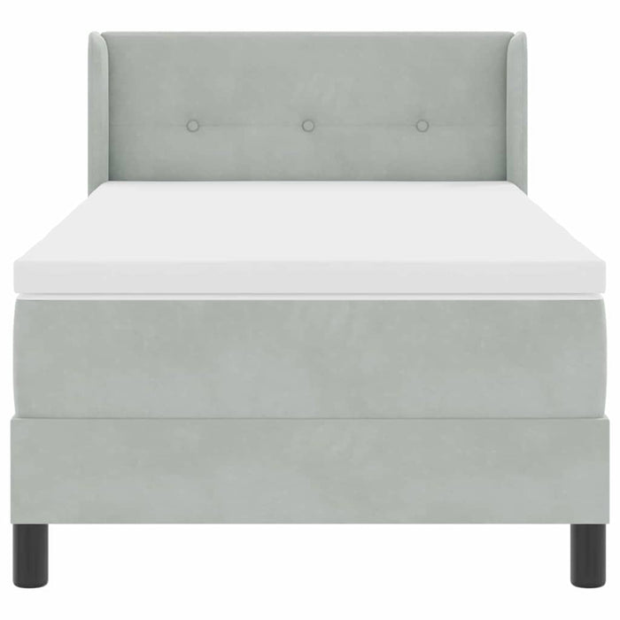Pat cu arcuri cu headboard Gri deschis 200 x 80 cm Catifea WALTI