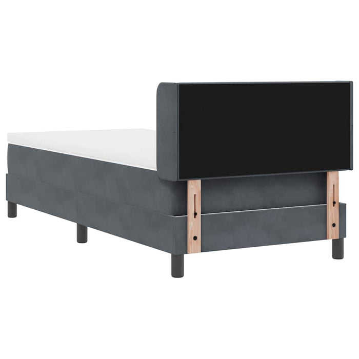 Pat cu Saltea cu Arcuri Negru 100x200 cm Catifea Gri închis - WALTI WALTI