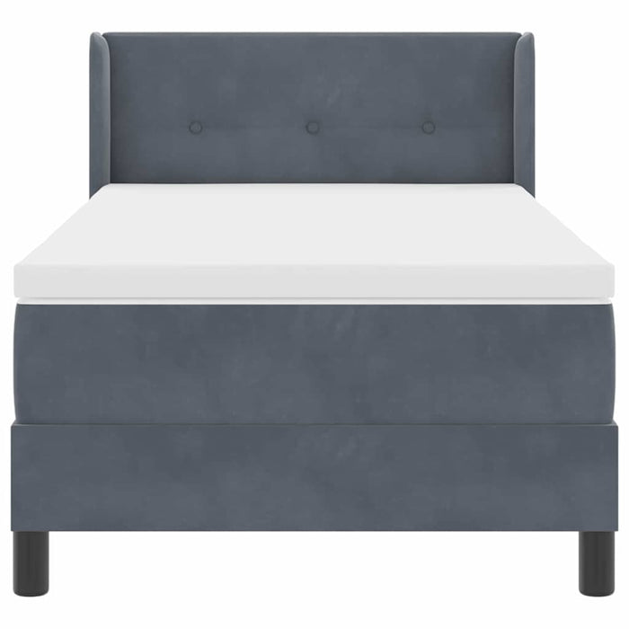 Pat cu Saltea cu Arcuri Negru 100x200 cm Catifea Gri închis - WALTI WALTI
