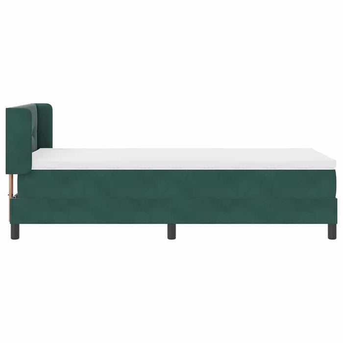 Pat cu Saltea cu Arcuri Negru 100x200 cm Catifea Verde închis - WALTI WALTI
