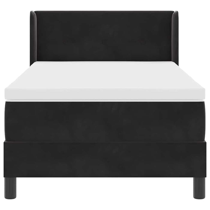 Pat cu Saltea cu Arcuri Negru 100x200 cm Catifea Negru - WALTI WALTI