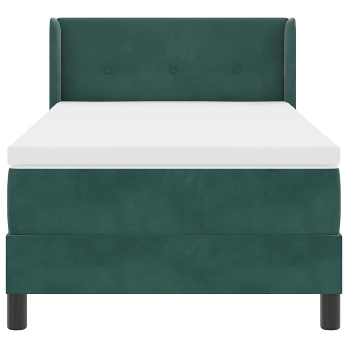 Pat cu Saltea cu Arcuri Negru 100x200 cm Catifea Verde închis - WALTI WALTI