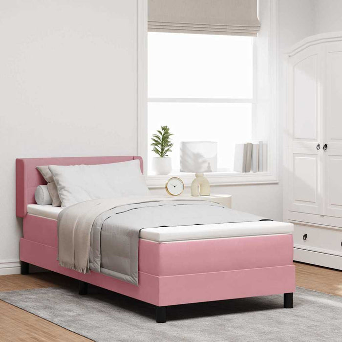 Pat cu arcuri cu headboard Manual Roz 190 x 90 cm Catifea - WALTI WALTI