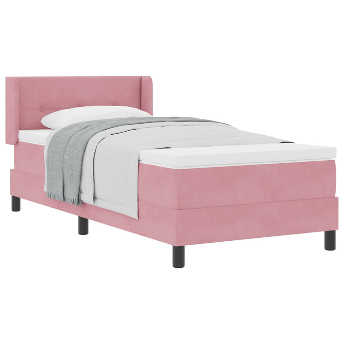 Pat cu arcuri cu headboard Manual Roz 190 x 90 cm Catifea - WALTI WALTI