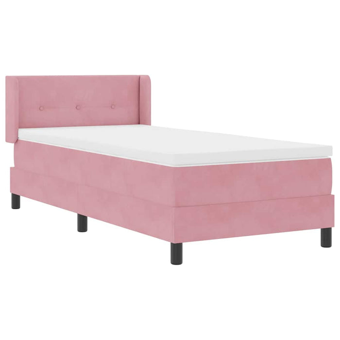 Pat cu arcuri cu headboard Manual Roz 190 x 90 cm Catifea - WALTI WALTI