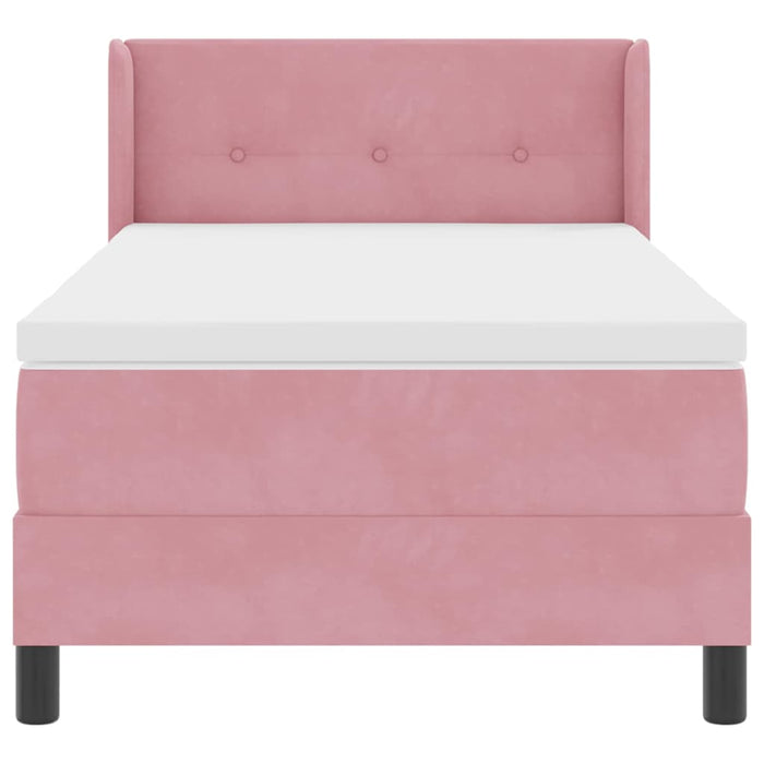Pat cu arcuri cu headboard Manual Roz 190 x 90 cm Catifea - WALTI WALTI