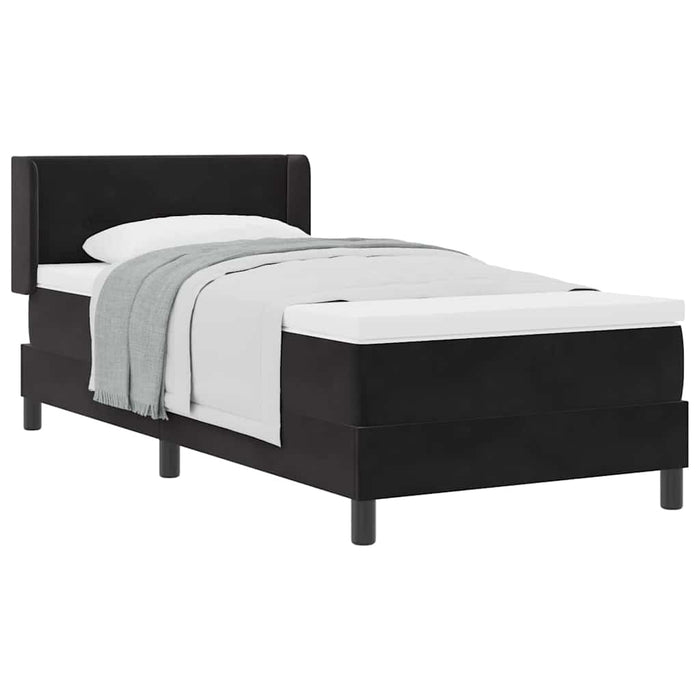Pat cu Saltea cu Arcuri Negru 100x200 cm Catifea Negru - WALTI WALTI