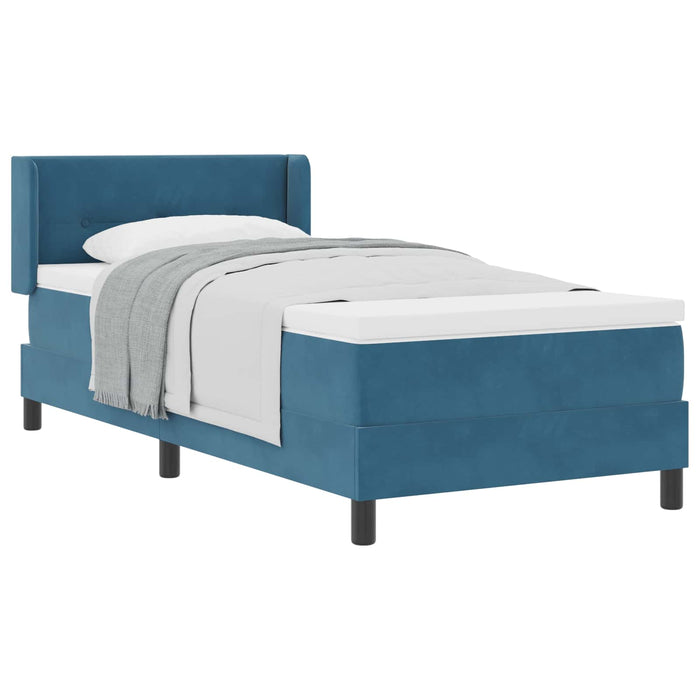 Pat cu arcuri cu headboard Albastru închis 200 x 100 cm Catifea WALTI