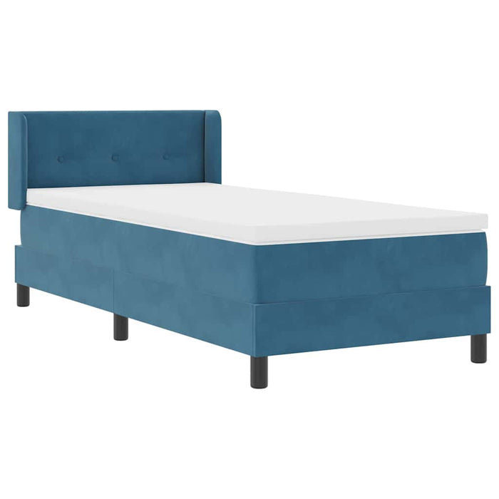 Pat cu arcuri cu headboard Albastru închis 200 x 100 cm Catifea WALTI