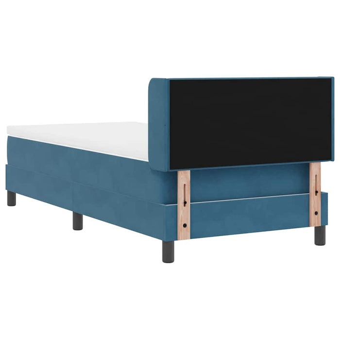 Pat cu arcuri cu headboard Albastru închis 200 x 100 cm Catifea WALTI