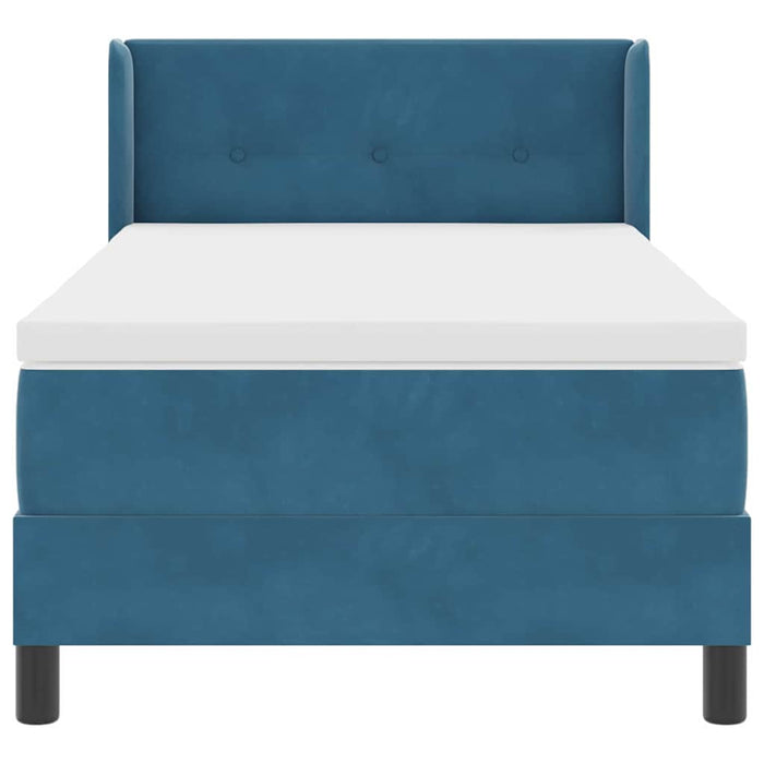 Pat cu arcuri cu headboard Albastru închis 200 x 100 cm Catifea WALTI