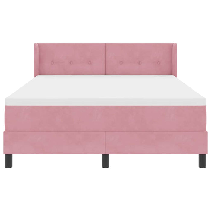 Pat cu arcuri cu saltea cu headboard Roz 190 x 140 cm Poliester - WALTI WALTI