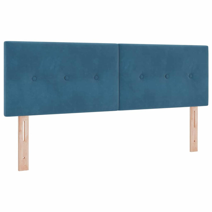 Pat cu arcuri cu headboard Albastru închis 200 x 140 cm Catifea - WALTI WALTI